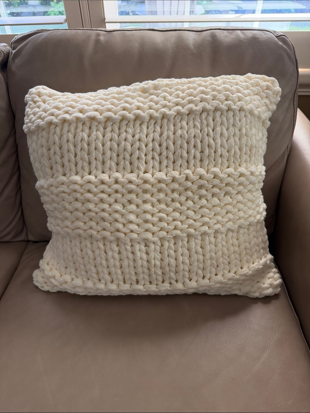 Chunky Knit Ivory Decorative Pillow